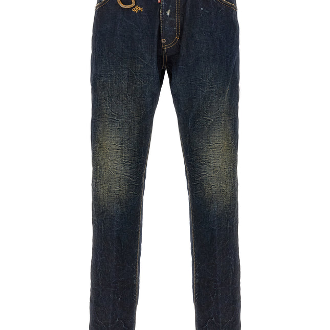 Dsquared² Blue Cotton Slim Fit Jeans