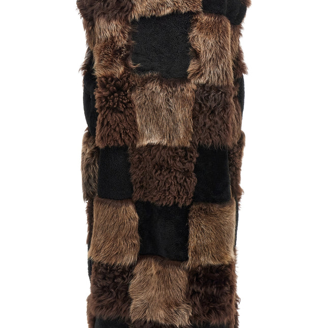 Marni Brown Lamb Fur Sleeveless Jacket