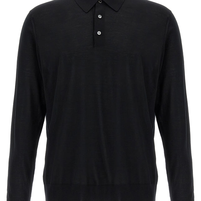 Kiton Black Wool Polo Shirt