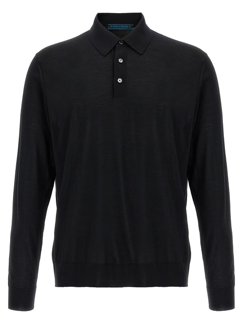 Kiton Black Wool Polo Shirt