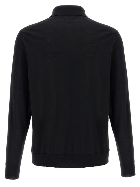Kiton Black Wool Polo Shirt