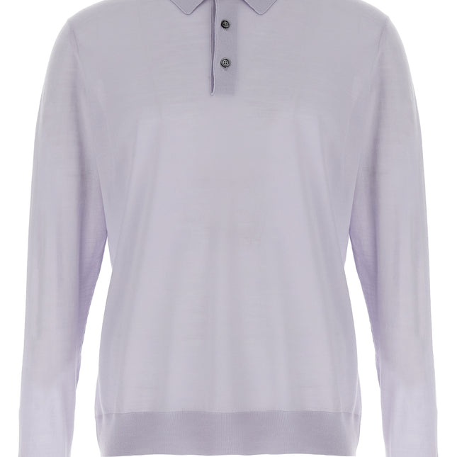 Kiton Blue Wool Polo Shirt