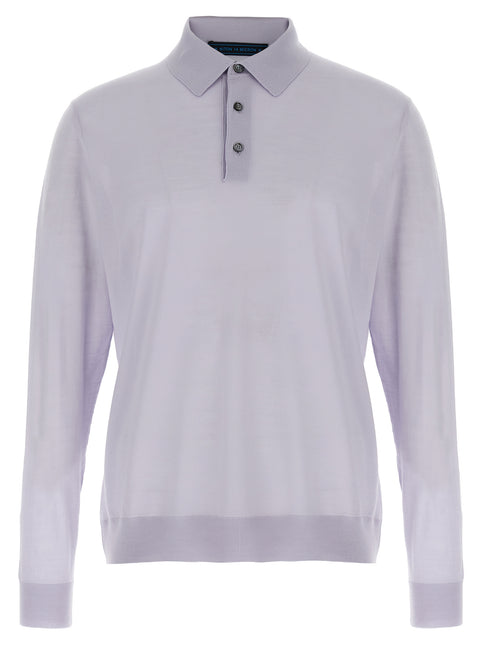 Kiton Blue Wool Polo Shirt