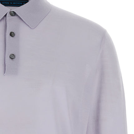Kiton Blue Wool Polo Shirt