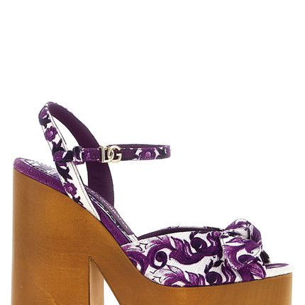 Dolce & Gabbana Purple Cotton Stiletto Heel Sandals