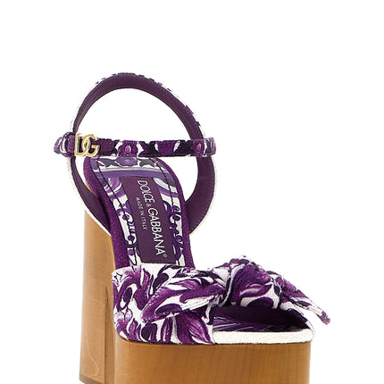 Dolce & Gabbana Purple Cotton Stiletto Heel Sandals