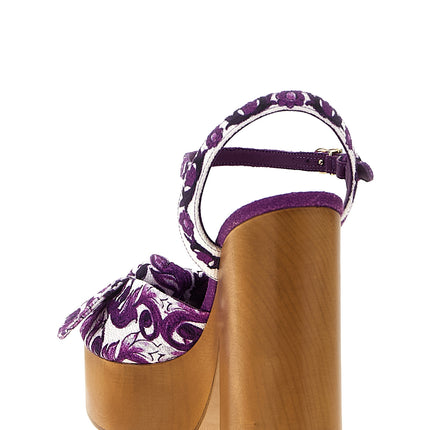 Dolce & Gabbana Purple Cotton Stiletto Heel Sandals