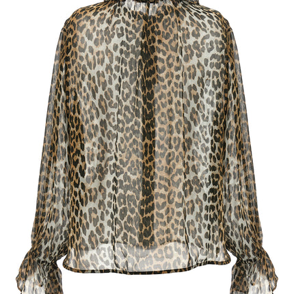 Ganni Brown Viscose Blouse