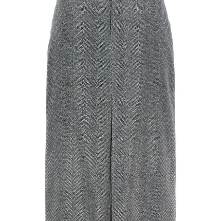 Ermanno Scervino Gray Silk Midi Skirt