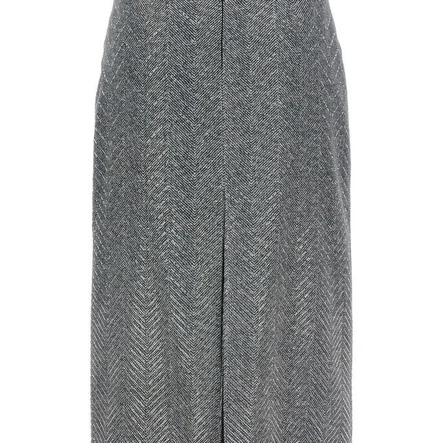 Ermanno Scervino Gray Silk Midi Skirt