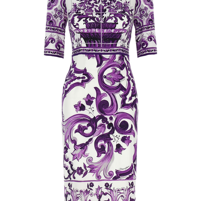 Dolce & Gabbana Purple Silk Midi Dress