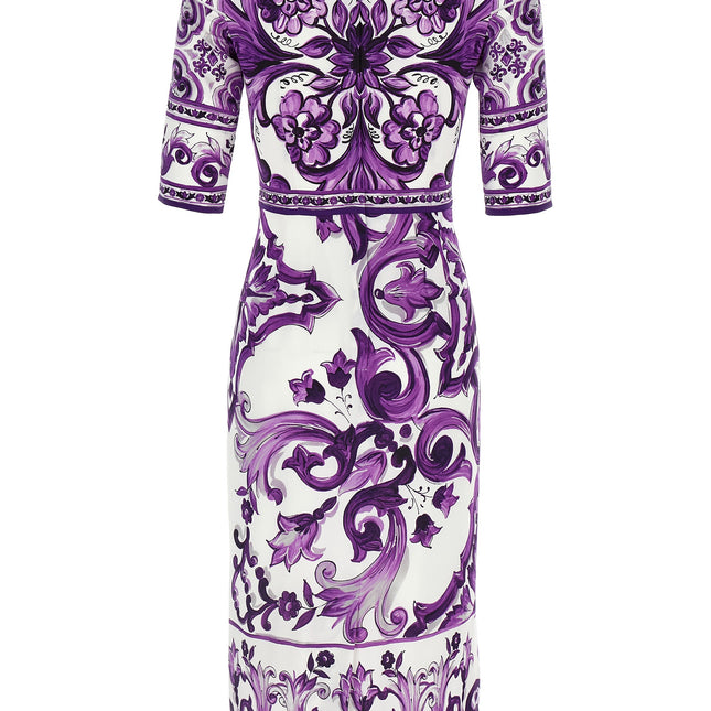 Dolce & Gabbana Purple Silk Midi Dress