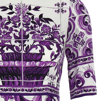 Dolce & Gabbana Purple Silk Midi Dress