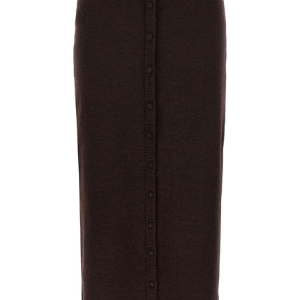 Victoria Beckham Brown Wool Midi Skirt