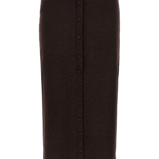 Victoria Beckham Brown Wool Midi Skirt