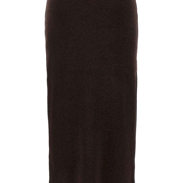 Victoria Beckham Brown Wool Midi Skirt