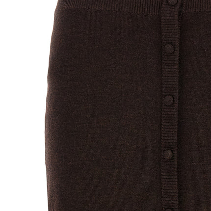 Victoria Beckham Brown Wool Midi Skirt