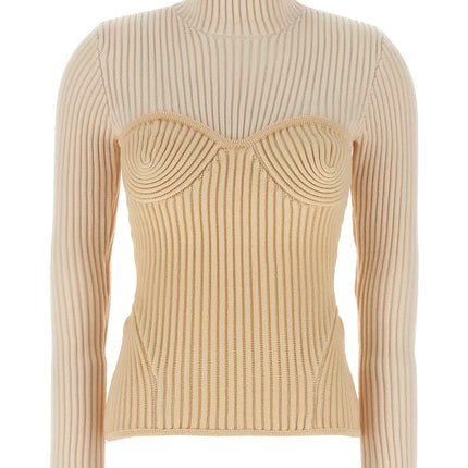 Jean Paul Gaultier Beige Merino Wool Cardigan