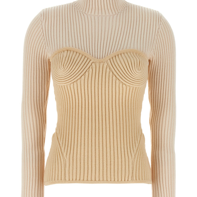 Jean Paul Gaultier Beige Merino Wool Cardigan