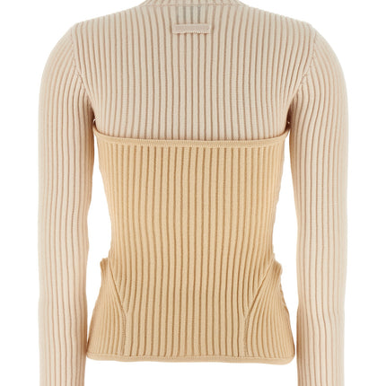 Jean Paul Gaultier Beige Merino Wool Cardigan
