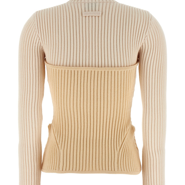Jean Paul Gaultier Beige Merino Wool Cardigan