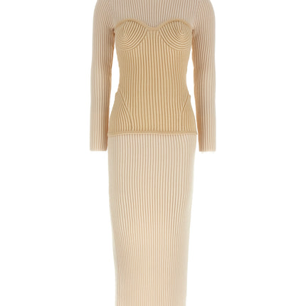 Jean Paul Gaultier Beige Merino Wool Long Dress