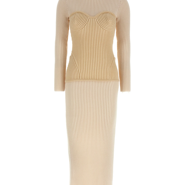 Jean Paul Gaultier Beige Merino Wool Long Dress
