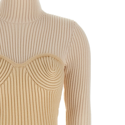 Jean Paul Gaultier Beige Merino Wool Long Dress