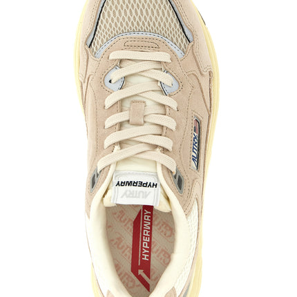 Autry Beige Cowhide Athletic Sneakers