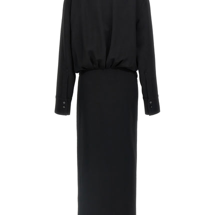The Attico Black Marabou Midi Dress