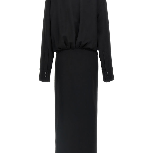 The Attico Black Marabou Midi Dress