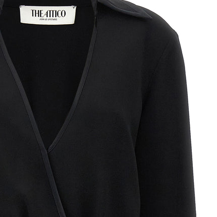 The Attico Black Marabou Midi Dress