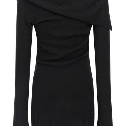The Attico Black Virgin Wool Short Dress