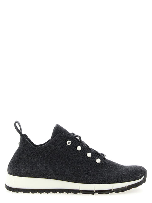 Jimmy Choo Black Tencel Low Top Sneakers