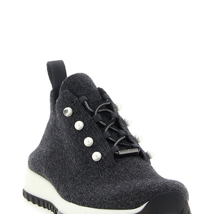 Jimmy Choo Black Tencel Low Top Sneakers