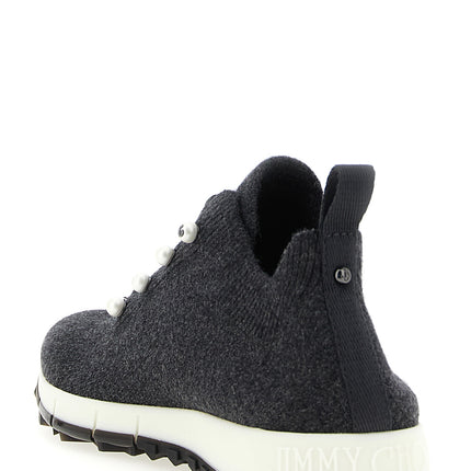 Jimmy Choo Black Tencel Low Top Sneakers