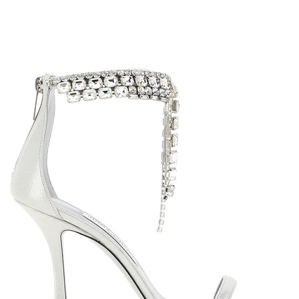 Jimmy Choo Silver Leather Stiletto Heel Sandals