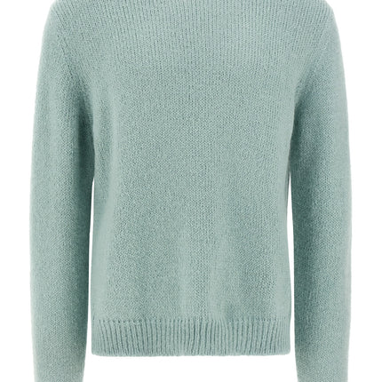 Jil Sander Blue Alpaca Leather Cardigan