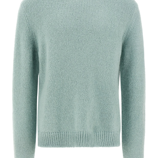 Jil Sander Blue Alpaca Leather Cardigan