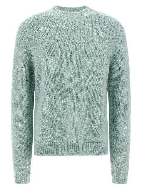 Jil Sander Blue Alpaca Leather Cardigan