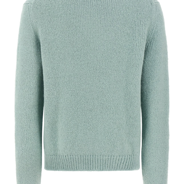 Jil Sander Blue Alpaca Leather Cardigan