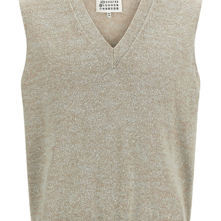 Maison Margiela Beige Cotton Sleeveles Sweater