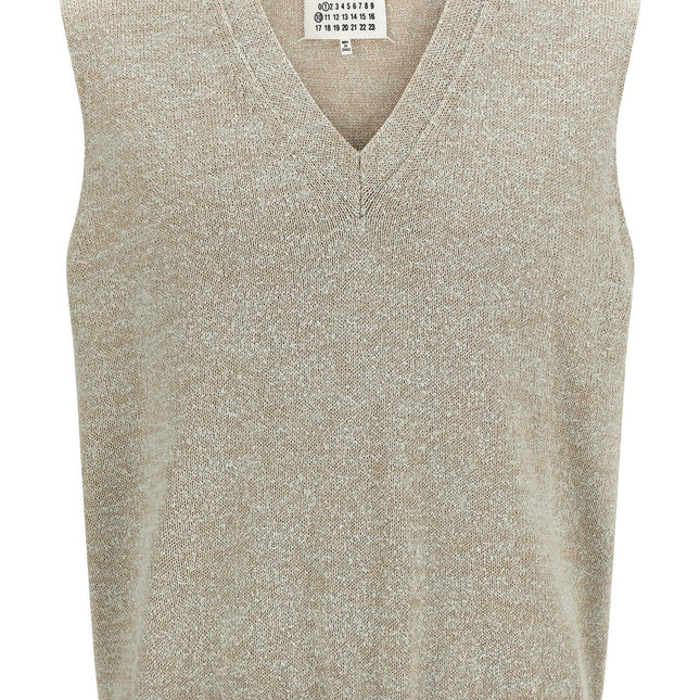 Maison Margiela Beige Cotton Sleeveles Sweater