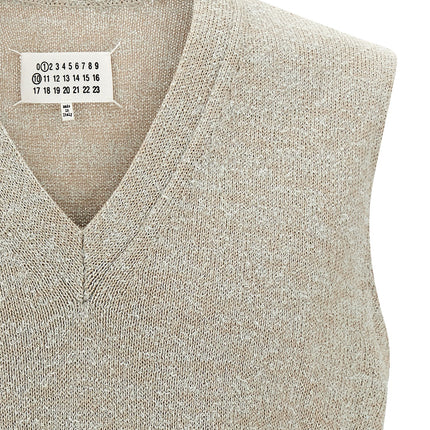 Maison Margiela Beige Cotton Sleeveles Sweater