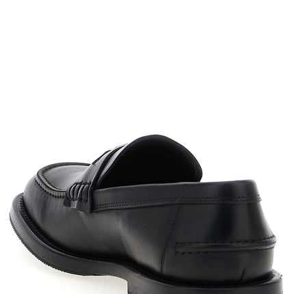 Moschino Black Velvet Leather Slip-On Loafers