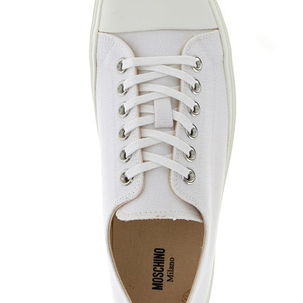 Moschino White Cotton Low Top Sneakers
