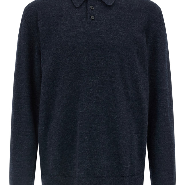 Maison Margiela Blue Wool Polo Shirt