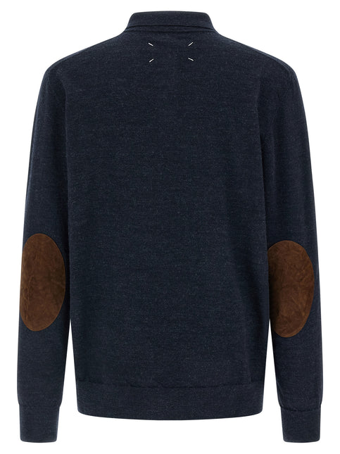 Maison Margiela Blue Wool Polo Shirt