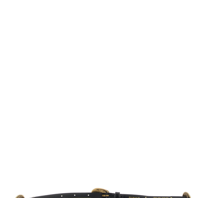 PINKO Black Calfskin Thin Belt