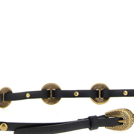 PINKO Black Calfskin Thin Belt